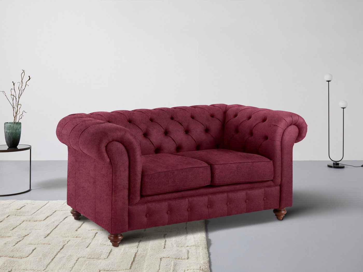 Home affaire Chesterfield-Sofa Chesterfield 2-Sitzer B/T/H: 150/89/74 cm, mit hochwertiger Knopfheftung, auch in Leder von Home affaire