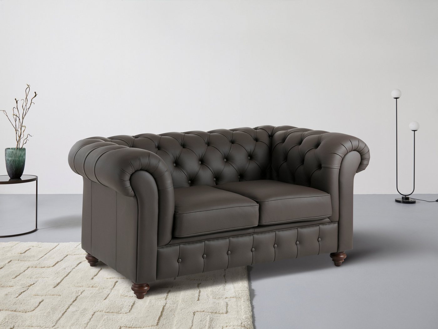 Home affaire Chesterfield-Sofa Chesterfield 2-Sitzer B/T/H: 150/89/74 cm, mit hochwertiger Knopfheftung, auch in Leder von Home affaire