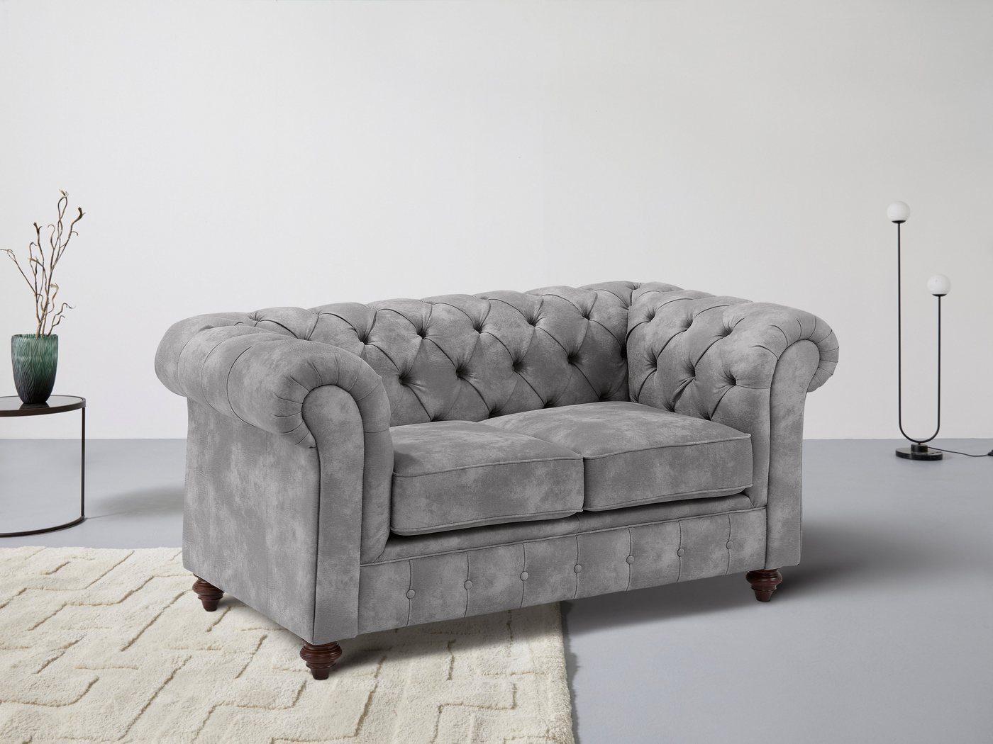 Home affaire Chesterfield-Sofa Chesterfield 2-Sitzer B/T/H: 150/89/74 cm, mit hochwertiger Knopfheftung, auch in Leder von Home affaire