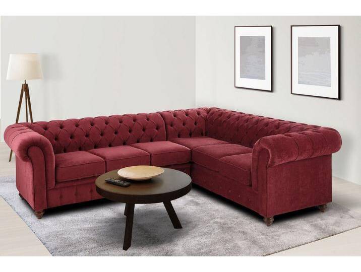 Home affaire Chesterfield-Sofa Chesterfield Ecksofa, auch in Leder L-Form, hochwertige Knopfheftung, langer Schenkel links oder rechts wählbar, rot Home affaire Chesterfield-Sofa Chesterfield Ecksofa, auch in Leder L-Form, hochwertige Knopfheftung, langer Schenkel links oder rechts wählbar, rot von Home-affaire