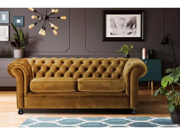 Home affaire Chesterfield-Sofa Chesterfield Home 3-Sitzer B/T/H: 192/87/75 cn, mit edler Knopfheftung und typischen Armlehnen, gelb Home affaire Chesterfield-Sofa Chesterfield Home 3-Sitzer B/T/H: 192/87/75 cn, mit edler Knopfheftung und typischen Armlehnen, gelb von Home-affaire