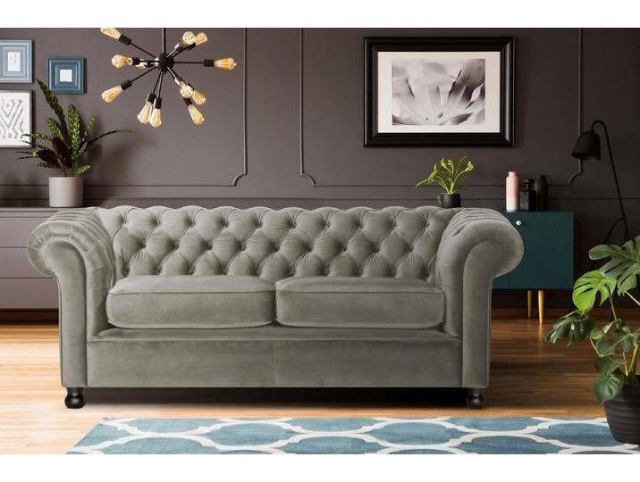Home affaire Chesterfield-Sofa Chesterfield Home 3-Sitzer B/T/H: 192/87/75 cn, mit edler Knopfheftung und typischen Armlehnen, grau Home affaire Chesterfield-Sofa Chesterfield Home 3-Sitzer B/T/H: 192/87/75 cn, mit edler Knopfheftung und typischen Armlehnen, grau von Home-affaire