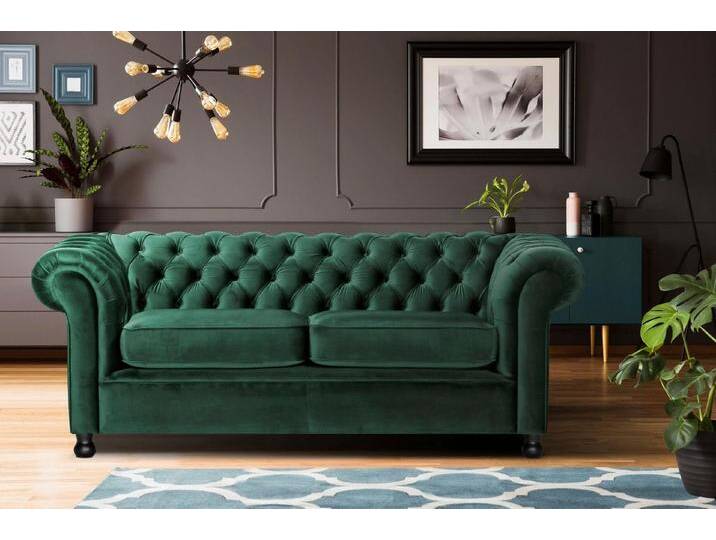 Home affaire Chesterfield-Sofa Chesterfield Home 3-Sitzer B/T/H: 192/87/75 cn, mit edler Knopfheftung und typischen Armlehnen, grün Home affaire Chesterfield-Sofa Chesterfield Home 3-Sitzer B/T/H: 192/87/75 cn, mit edler Knopfheftung und typischen Armlehnen, grün von Home-affaire