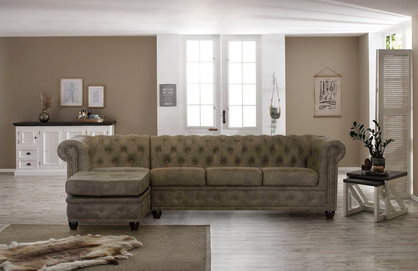 Home affaire Chesterfield-Sofa Rysum, Chesterfield-Optik mit Ottomanen-Abschluß von Home affaire