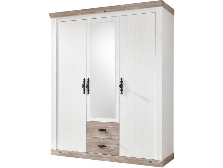 Home affaire Drehtürenschrank Florenz Landhausschrank,rustikale Metallgriffe mit feinen Verzierungen Kleiderschrank mit Spiegel Schlafzimmerschrank BESTSELLER Garderobe von Home-affaire
