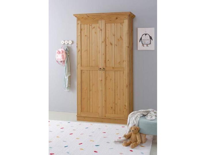 Home affaire Drehtürenschrank Indra (3 Breiten: 100/145/233 cm H/T ca.187/54 cm) aus massiver Kiefer, mit Spiegel bei der 3- und 5trg.Variante, beige von Home-affaire