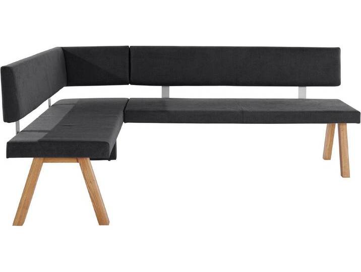 Home affaire Eckbank Rio, Massivholz in Eiche geölt, Esszimmerbank bequem gepolstert, schwarz, Polyester, langer Schenkel rechts, schwarz von Home-affaire