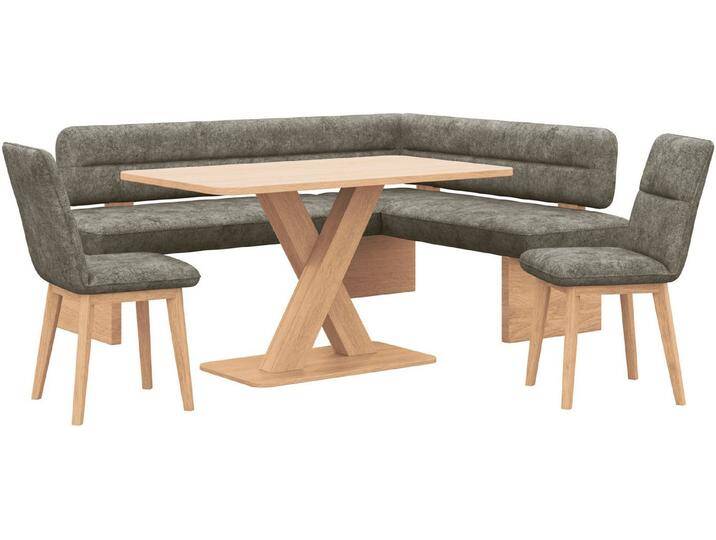 Home affaire Eckbankgruppe Louise + Miles Essecke Sitzgruppe Eckbank Küchenbank, (Set, 4-tlg., 4er), Sitzgruppe Esszimmer Stühle Tisch und Bank bequem gepolstert von Home-affaire