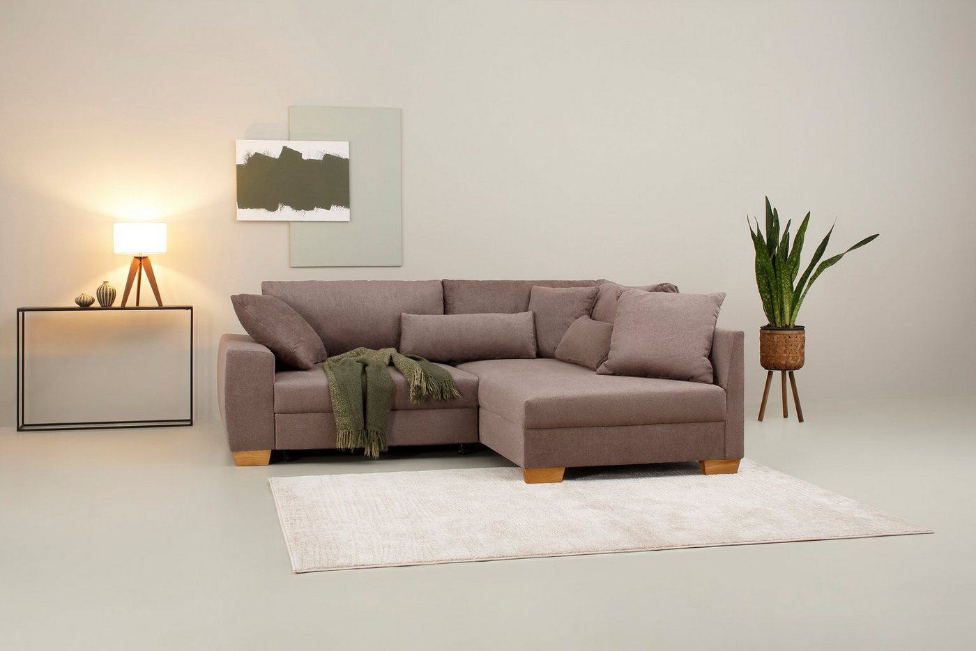 Home affaire Ecksofa L-Form, bis zu 140 kg pro Sitzfläche, incl. 2 Nierenkissen und 3 Zierkissen von Home affaire