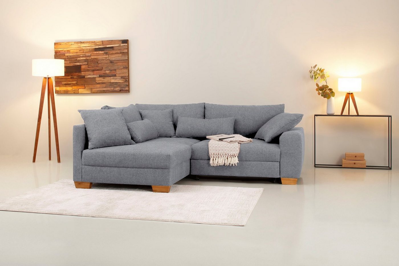 Home affaire Ecksofa L-Form, bis zu 140 kg pro Sitzfläche, incl. 2 Nierenkissen und 3 Zierkissen von Home affaire