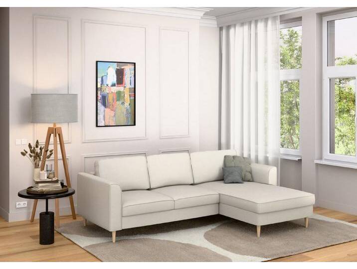 Home affaire Ecksofa Booster Couch wahlweise mit Schlaffunktion und Bettkasten-auch in Cord, Recamiere beidseitig montierbar, Sofa in L-Form, 232 cm, beige von Home-affaire