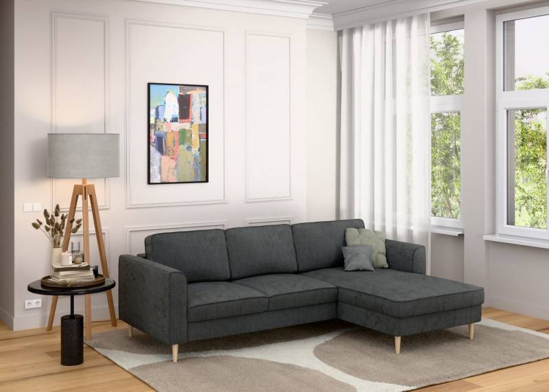 Home affaire Ecksofa Booster Couch wahlweise mit Schlaffunktion und Bettkasten-auch in Cord, Recamiere beidseitig montierbar, Sofa in L-Form, 232 cm von Home affaire