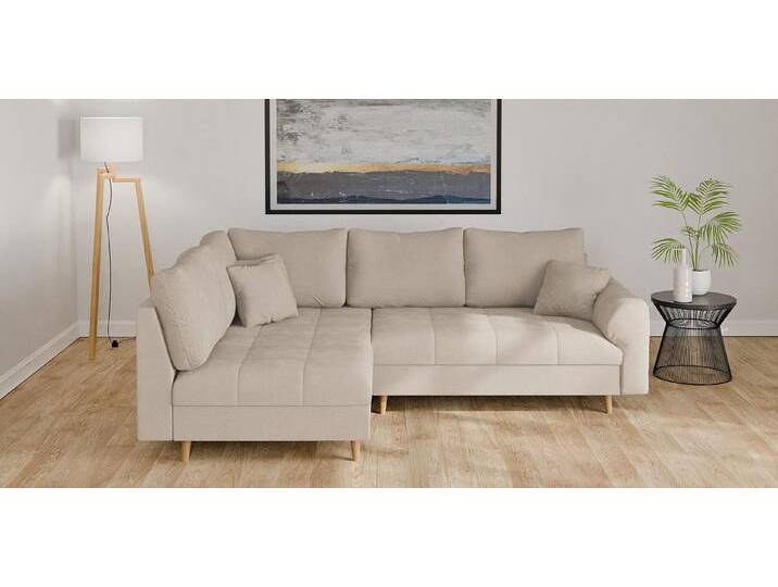 Home affaire Ecksofa CHARRE L-Form mit Ottomane, Maße B/T/H: 231/161/81 cm, feine Steppung, lose Rücken- und Zierkissen, auch in Cord und Bouclé von Home-affaire
