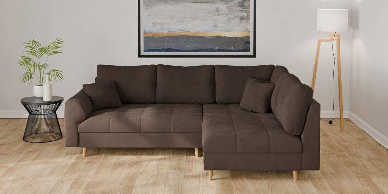 Home affaire Ecksofa CHARRE L-Form mit Ottomane, Maße B/T/H: 231/161/81 cm, feine Steppung, lose Rücken- und Zierkissen, auch in Cord und Bouclé von Home affaire