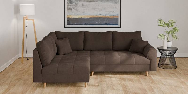 Home affaire Ecksofa CHARRE L-Form mit Ottomane, Maße B/T/H: 231/161/81 cm, feine Steppung, lose Rücken- und Zierkissen, auch in Cord und Bouclé von Home affaire