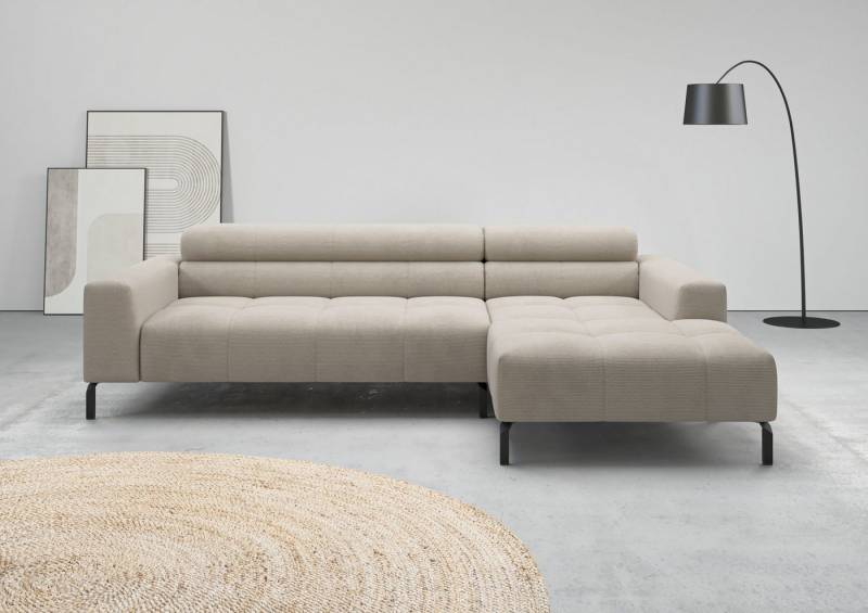 Home affaire Ecksofa Ecksofa Claya, L-Form, Kopfteilverstellung, Breite 258 cm, Moderne Steppung, weicher Polsteraufbau & saugroboterfreundliche Höhe von Home affaire