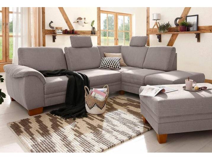 Home affaire Ecksofa Husum L-Form, mit Sitztiefenverstellung, Federkern-Polsterung und Kontrastnaht, grau Home affaire Ecksofa Husum L-Form, mit Sitztiefenverstellung, Federkern-Polsterung und Kontrastnaht, grau von Home-affaire