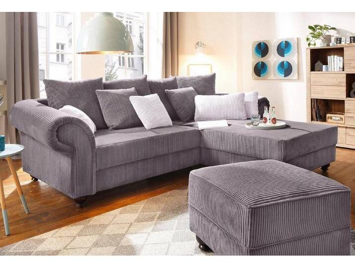 Home affaire Ecksofa King George King Henry, Mega Sofa, Breite 260cm, L-Form, mit Federkern, in legerer Polsterung und vielen Kissen, grau von Home-affaire