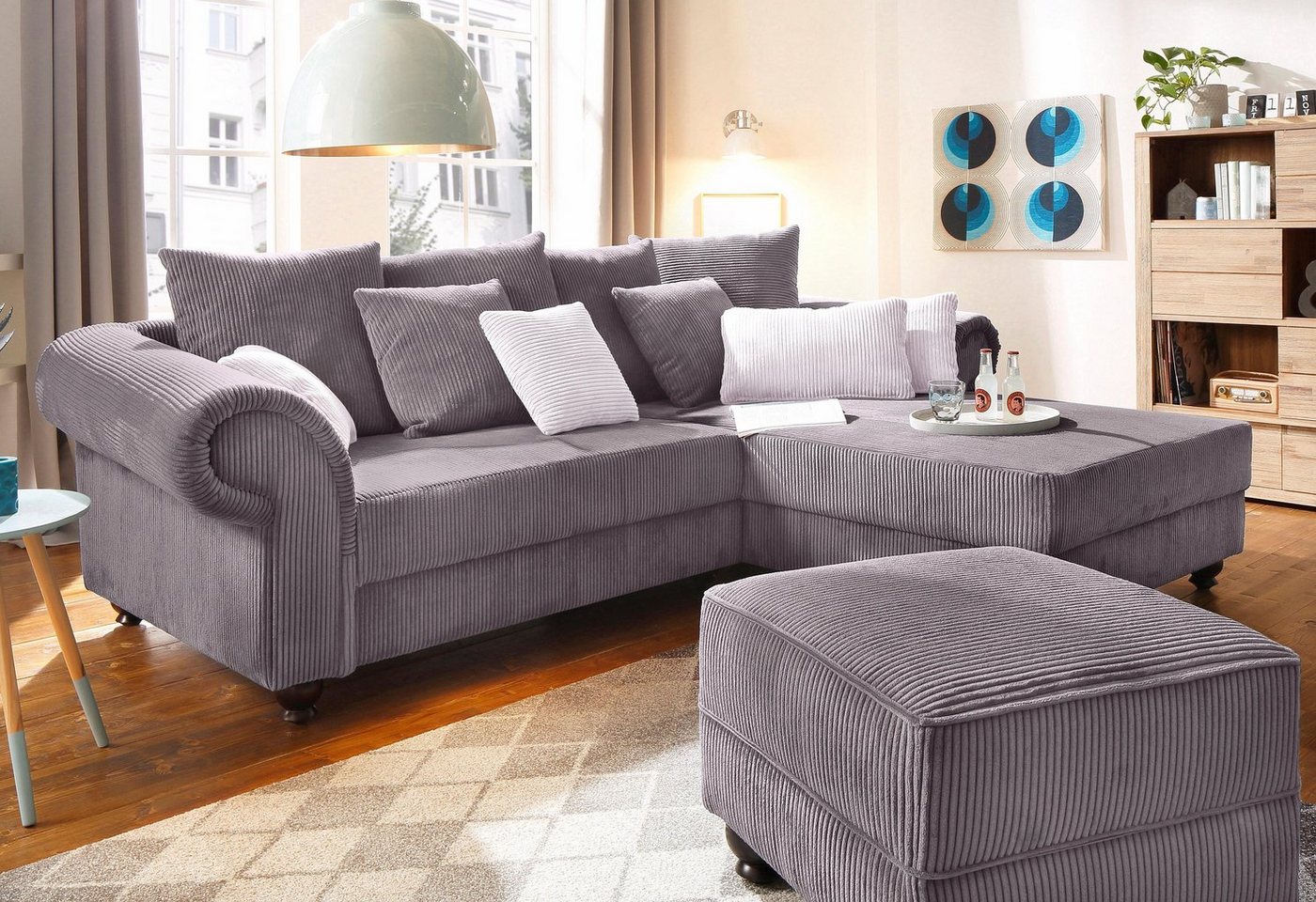 Home affaire Ecksofa King Henry, mit Federkern, in legerer Polsterung und vielen Kissen, L-Form von Home affaire