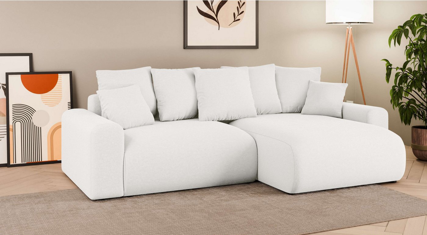 Home affaire Ecksofa LAKESIDE klein mit Bettfunktion und Bettkasten, B/T/H 235/142/84 cm, L-Form, Recamiere beidseitig montierbar, mit Wellenunterfederung von Home affaire