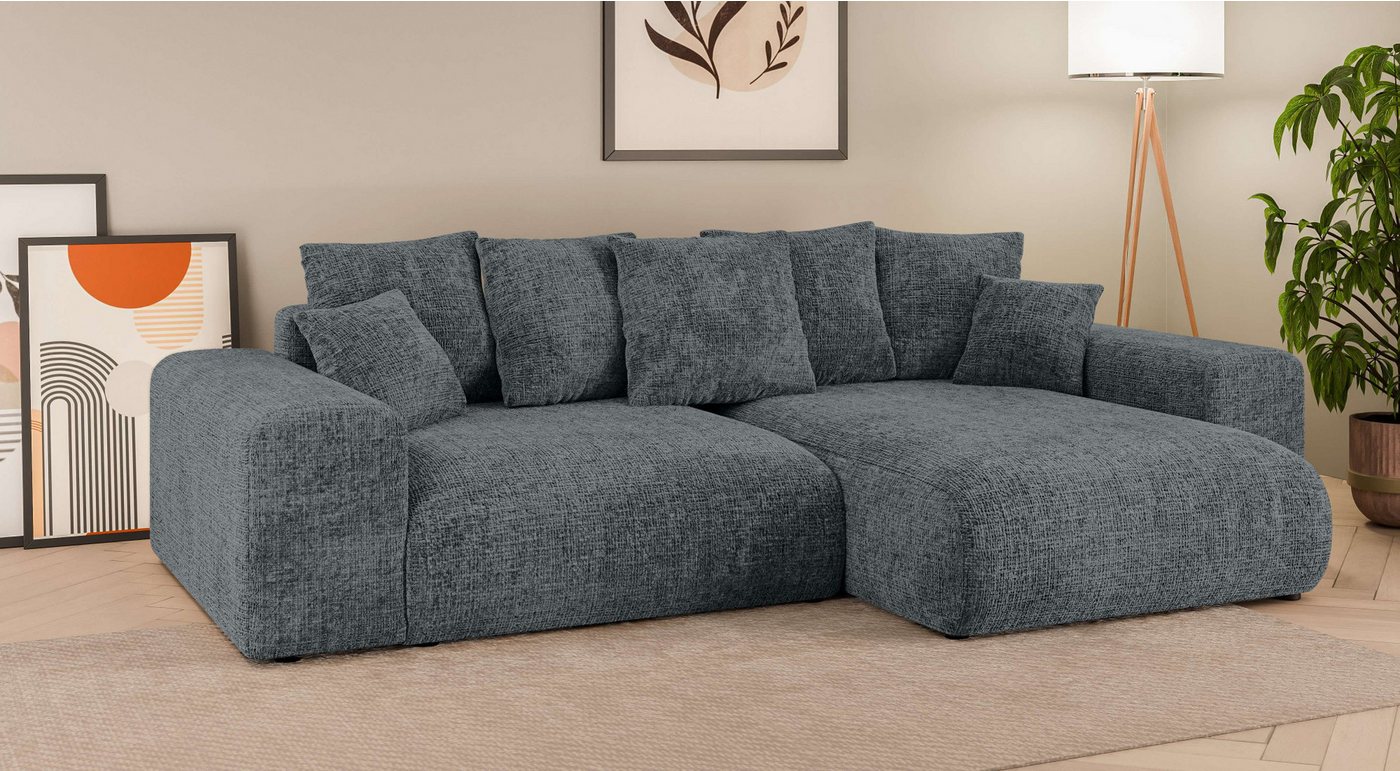 Home affaire Ecksofa LAKESIDE mit Bettfunktion und Bettkasten, B/T/H 257/166/84 cm, L-Form, Recamiere beidseitig montierbar, mit Wellenunterfederung von Home affaire
