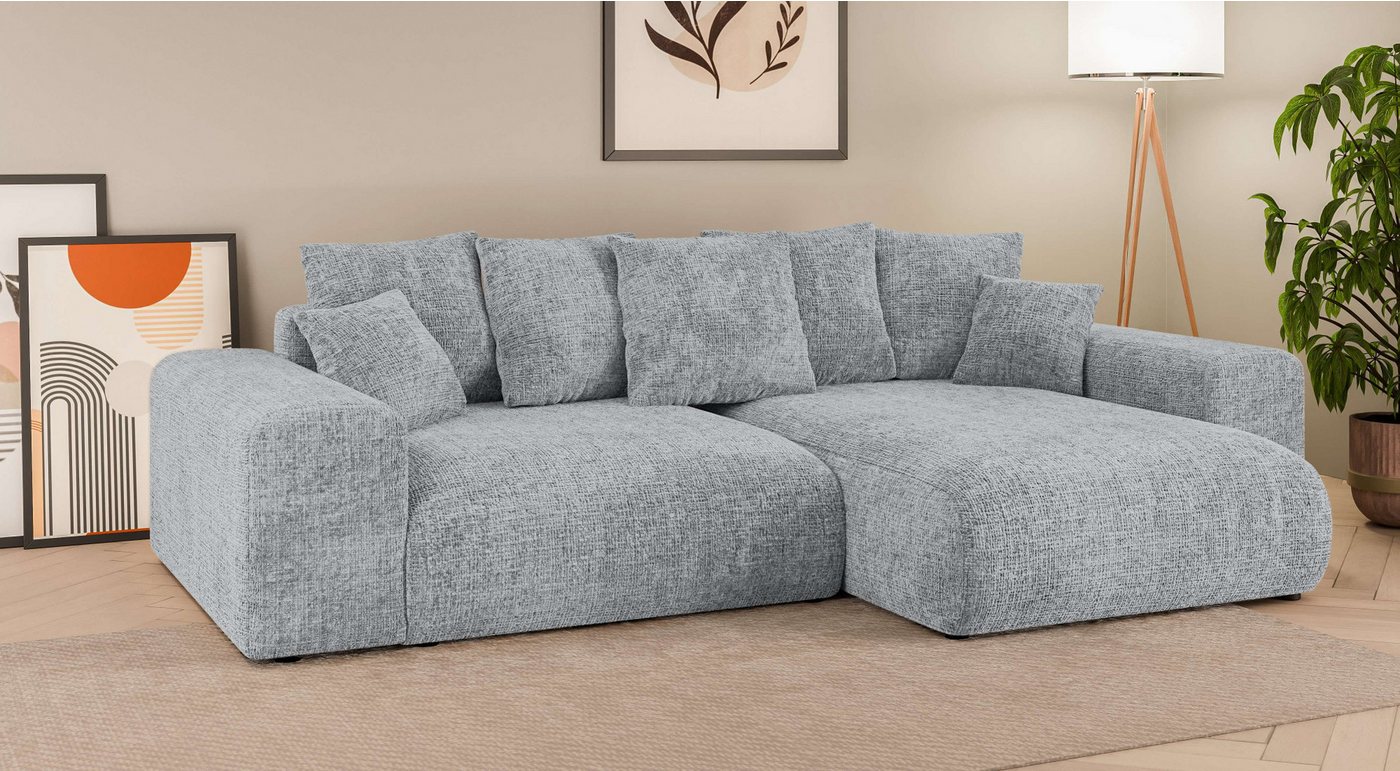Home affaire Ecksofa LAKESIDE mit Bettfunktion und Bettkasten, B/T/H 257/166/84 cm, L-Form, Recamiere beidseitig montierbar, mit Wellenunterfederung von Home affaire