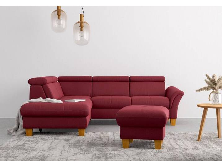Home affaire Ecksofa Lindgren L-Form, Stauraum und Kopfteilverstellung, rot von Home-affaire