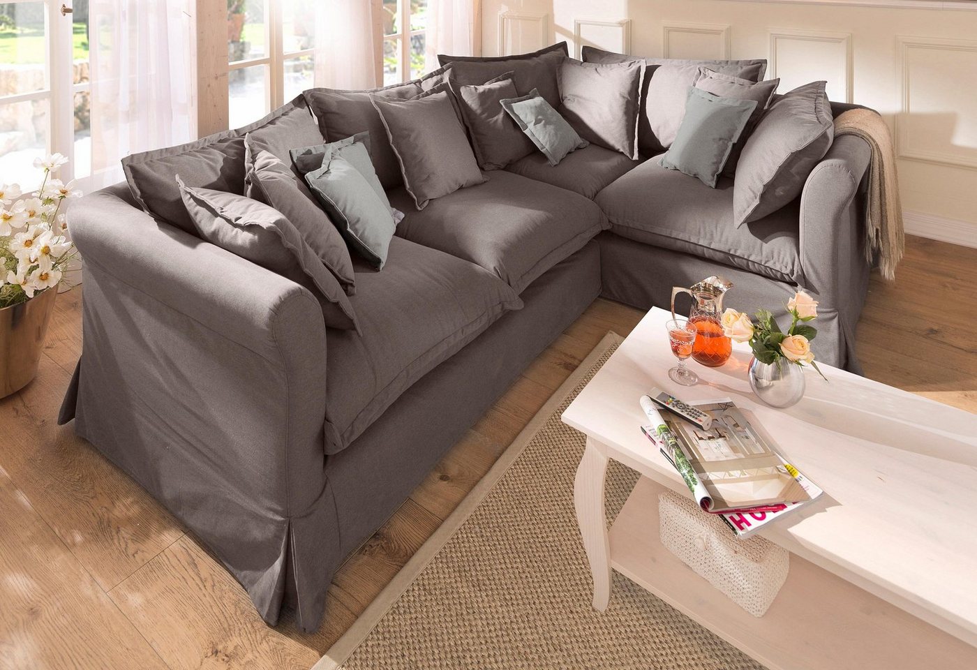 Home affaire Ecksofa Luise L-Form, mit vielen losen Kissen und abnehmbarer Husse von Home affaire