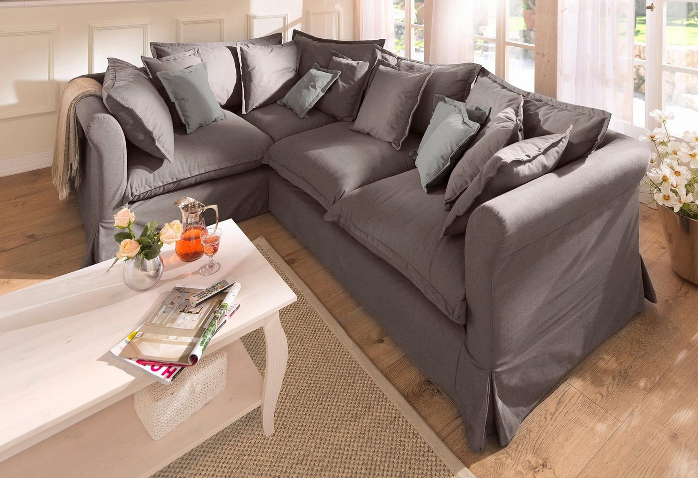 Home affaire Ecksofa Luise L-Form, mit vielen losen Kissen und abnehmbarer Husse von Home affaire