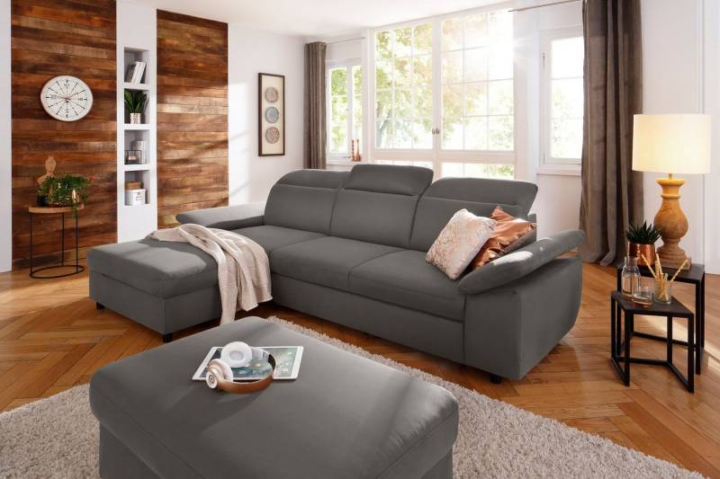 Home affaire Ecksofa Mauritius L-Form, mit Kopfteil- und Armlehnverstellung, mit Bettfunktion und Bettkasten von Home affaire