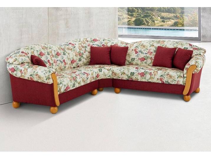 Home affaire Ecksofa Milano, bequem mit Federkern, B/T/H 233/233/83cm, Landhausstil, L-Form, gleichschenklig, rot von Home-affaire