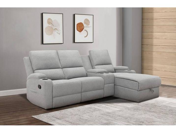 Home affaire Ecksofa NAPORI Multimediasofa, 3er Kinosessel XXL, L-Form, 3 Bezugsstoffe, Kinosofa mit Relaxfunktion, Getränkehalter von Home-affaire