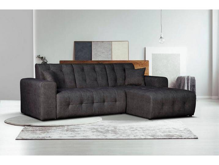 Home affaire Ecksofa Nosia L-Form, incl. 2 Zierkissen, mit feiner Steppung, schwarz, schwarz von Home-affaire