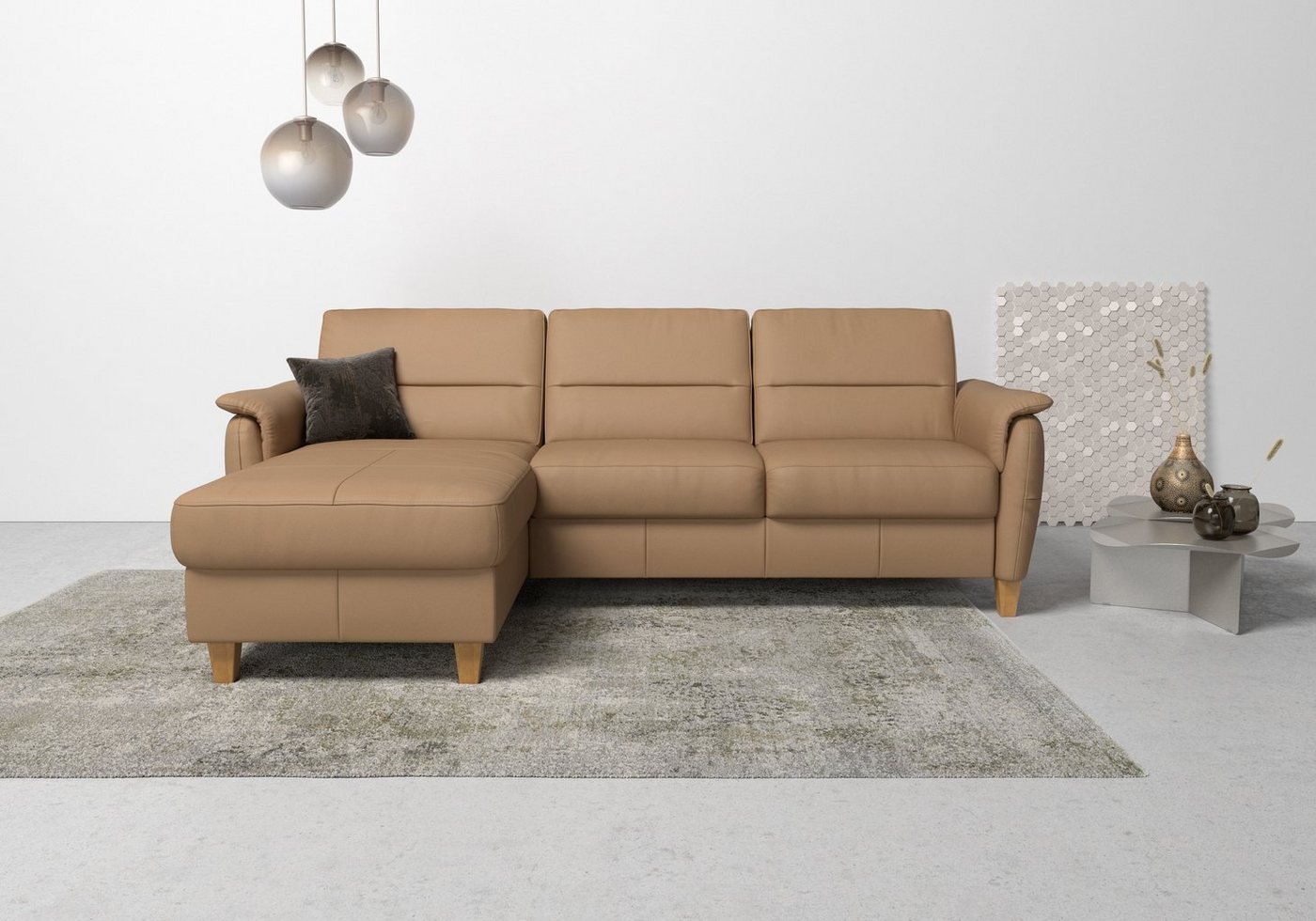 Home affaire Ecksofa Palmera L-Form, Federkern, wahlweise mit Bettfunktion und mit/ohne Bettkasten von Home affaire