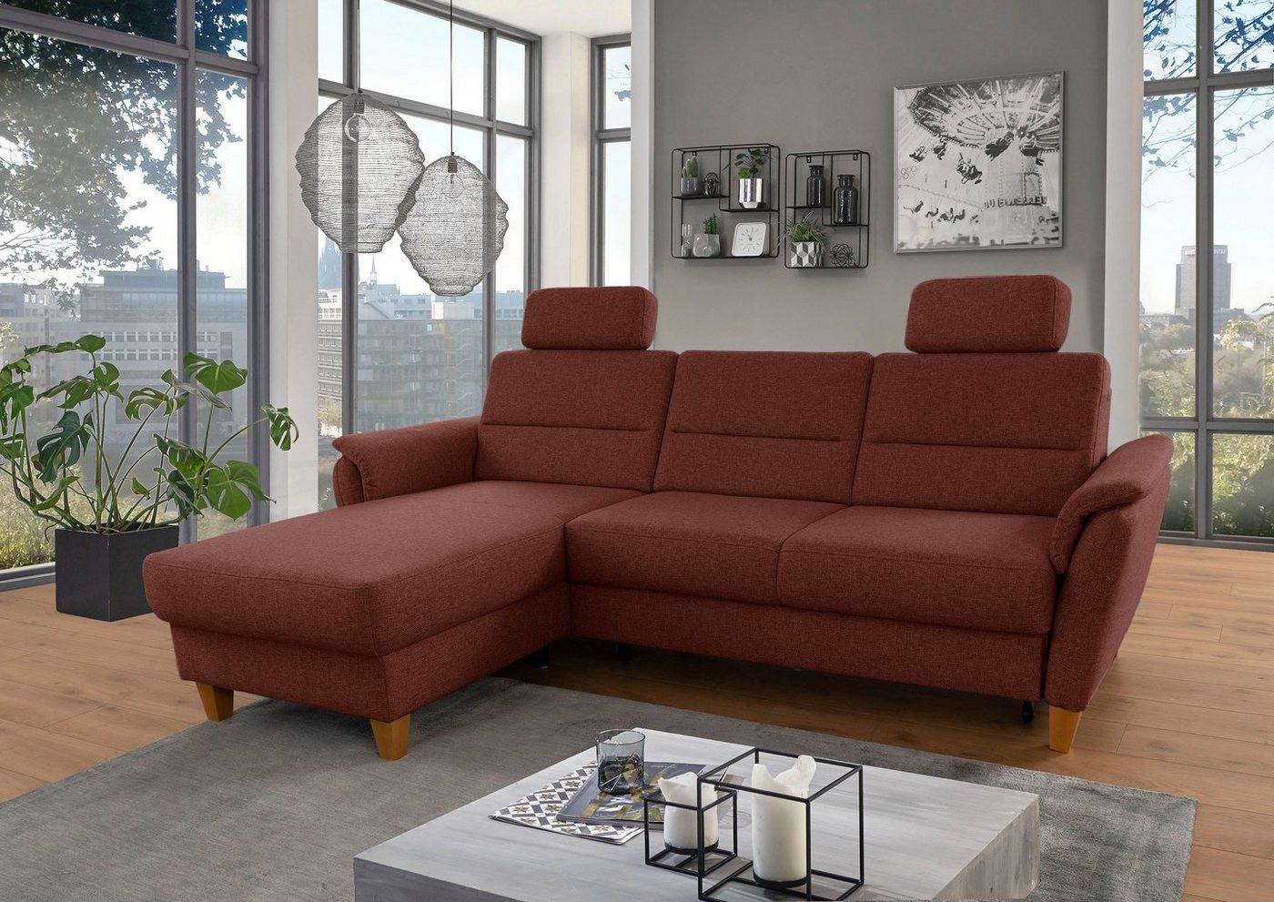 Home affaire Ecksofa Palmera L-Form, Federkern, wahlweise mit Bettfunktion und mit/ohne Bettkasten von Home affaire