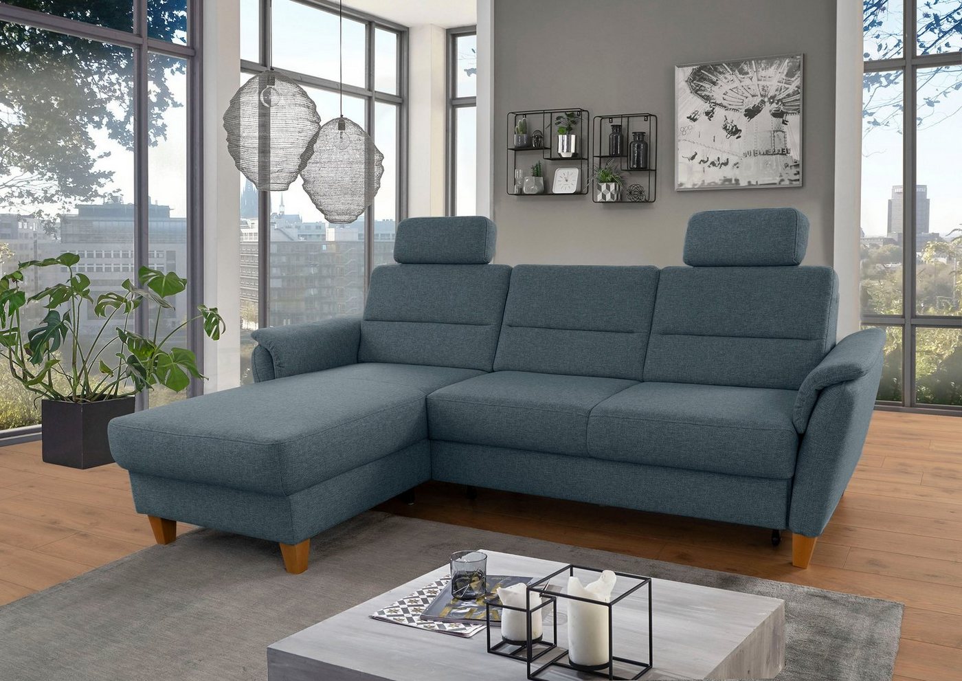 Home affaire Ecksofa Palmera L-Form, Federkern, wahlweise mit Bettfunktion und mit/ohne Bettkasten von Home affaire