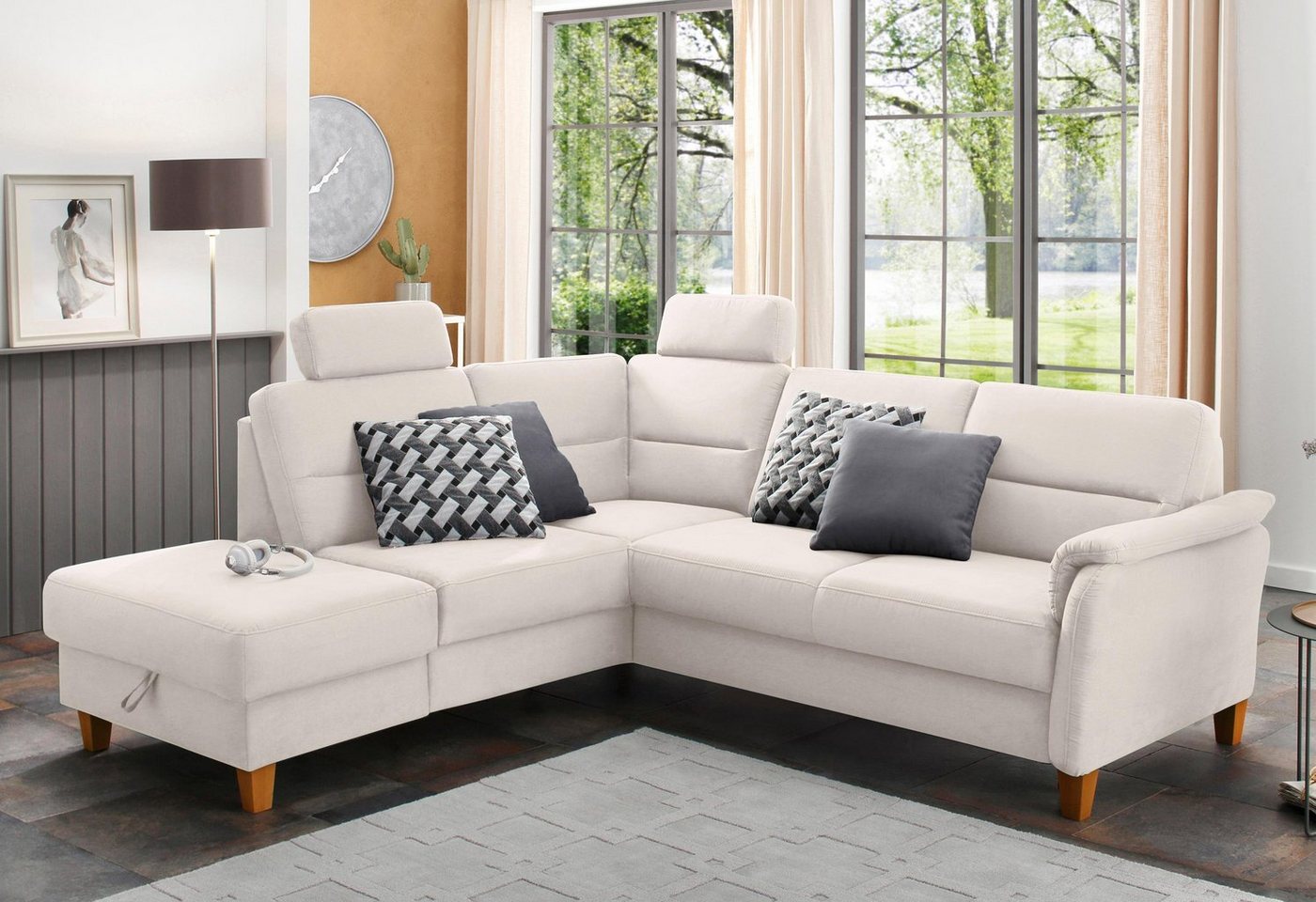 Home affaire Ecksofa Palmera L-Form, Federkern, wahlweise mit Bettfunktion und mit/ohne Stauraum von Home affaire
