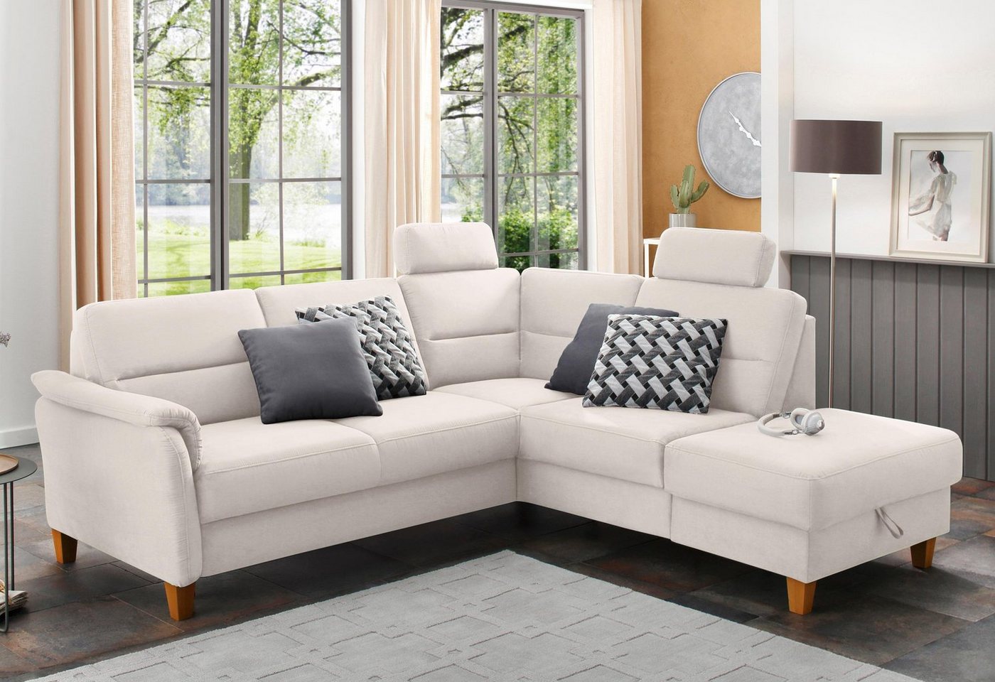 Home affaire Ecksofa Palmera L-Form, Federkern, wahlweise mit Bettfunktion und mit/ohne Stauraum von Home affaire