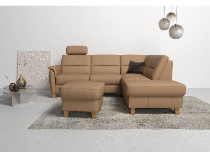 Home affaire Ecksofa Palmera L-Form, Federkern, braun, ohne Bettfunktion-ohne Bettkasten, cappuccino von Home-affaire
