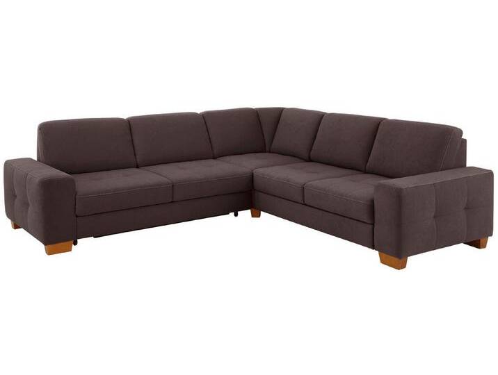 Home affaire Ecksofa Puccini L-Form, mit Federkern, Sitztiefenverstellung, Kontrastnaht, braun, mit Bettfunktion-ohne Schubladen von Home-affaire