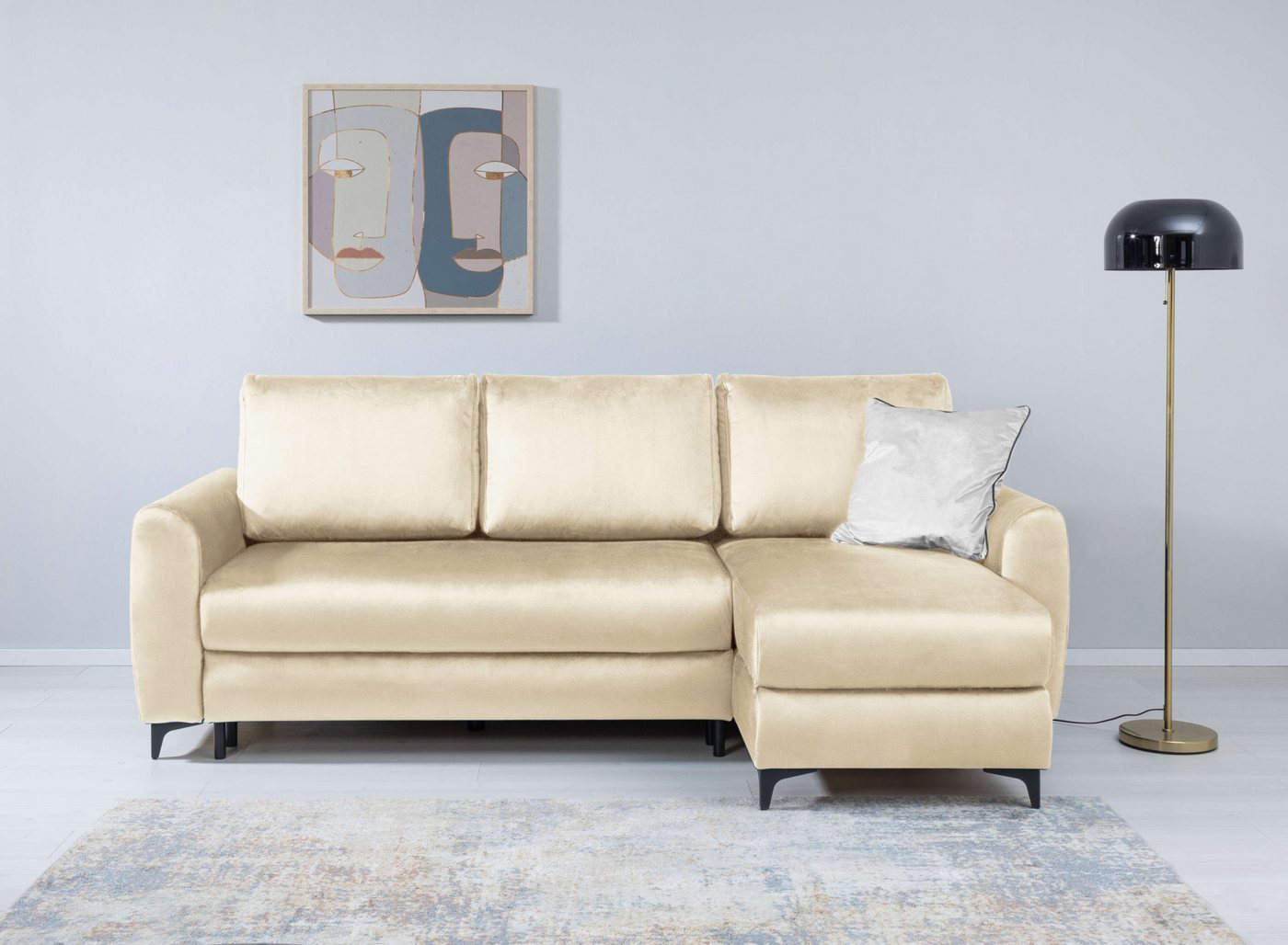 Home affaire Ecksofa SEMPT Recamiere wahlweise links oder rechts montierbar, L-Form, Schlafsofa, Bettkasten, B/T/H: 236/148/92 cm. Liegefläche 197/138 cm von Home affaire