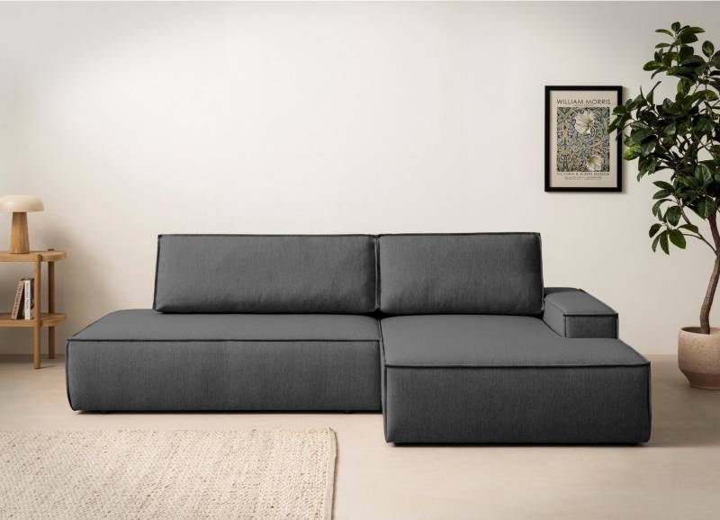 Home affaire Ecksofa SHERWOOD, Schlafsofa in L-Form offen (275cm), Cord, Leinenoptik, Schlaffunktion und Bettkasten, Kedernaht, hoher Sitz- & Liegekomfort von Home affaire