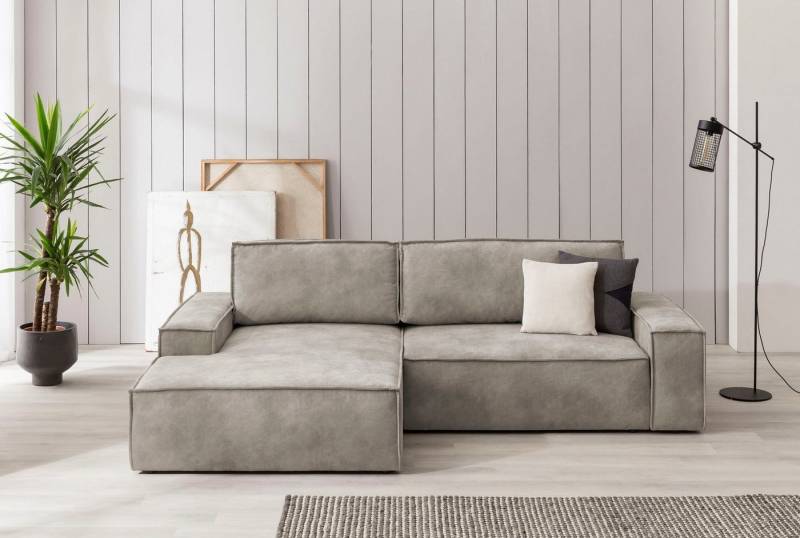 Home affaire Ecksofa SHERWOOD Schlafsofa 267 cm, L-Form, Schlaffunktion mit Bettkasten (210x136 cm), Cord, Vintage, Samtvelours von Home affaire