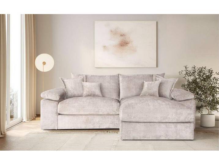 Home affaire Ecksofa Soft&Cosy XL L-Form - Breite 246 cm, Mega-Sofa, Cord oder Chenille-Struktur, Federkern-Polsterung, beige, beige von Home-affaire