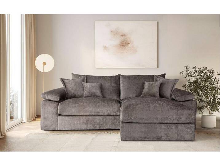 Home affaire Ecksofa Soft&Cosy XL L-Form - Breite 246 cm, Mega-Sofa, Cord oder Chenille-Struktur, Federkern-Polsterung, braun, taupe von Home-affaire