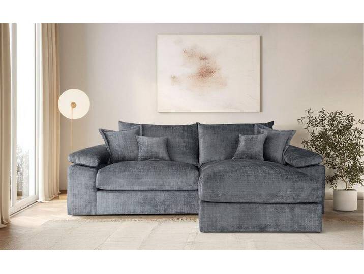 Home affaire Ecksofa Soft&Cosy XL L-Form - Breite 246 cm, Mega-Sofa, Cord oder Chenille-Struktur, Federkern-Polsterung, grau, dunkelgrau von Home-affaire