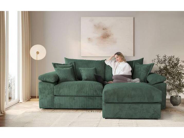 Home affaire Ecksofa Soft&Cosy XL L-Form - Breite 246 cm, Mega-Sofa, in Cord, Federkern-Polsterung, grün, dunkelgrün von Home-affaire