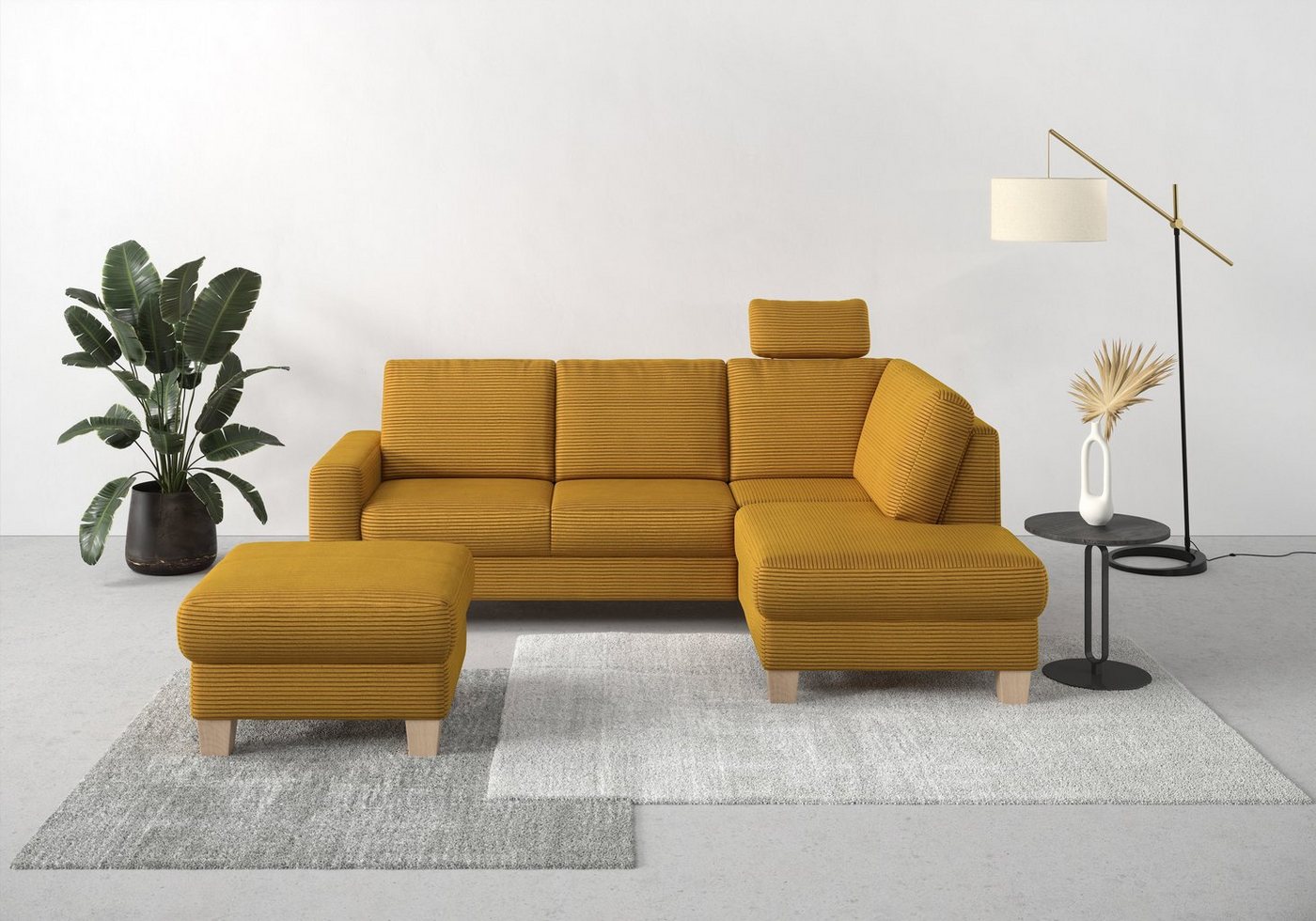 Home affaire Ecksofa Summer L-Form, mit Ottomane, wahlweise mit Bettfunktion und Bettkasten, Cord-Bezug von Home affaire