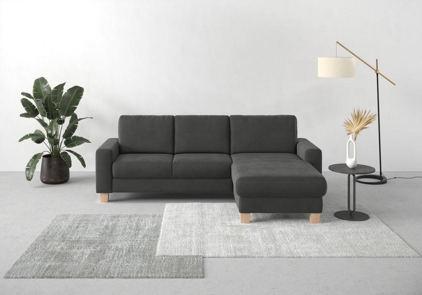 Home affaire Ecksofa Summer, mit Recamiere, mit oder ohne Bettfunktion und Bettkasten, Cord-Bezug von Home affaire