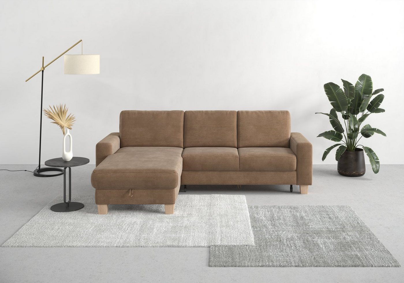 Home affaire Ecksofa Summer L-Form, mit Recamiere, mit oder ohne Bettfunktion und Bettkasten, Cord-Bezug von Home affaire